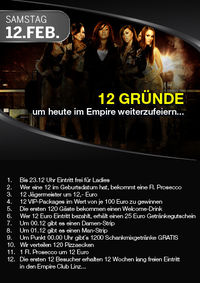 12 Gründe um heute im Empire weiterzufeiern
